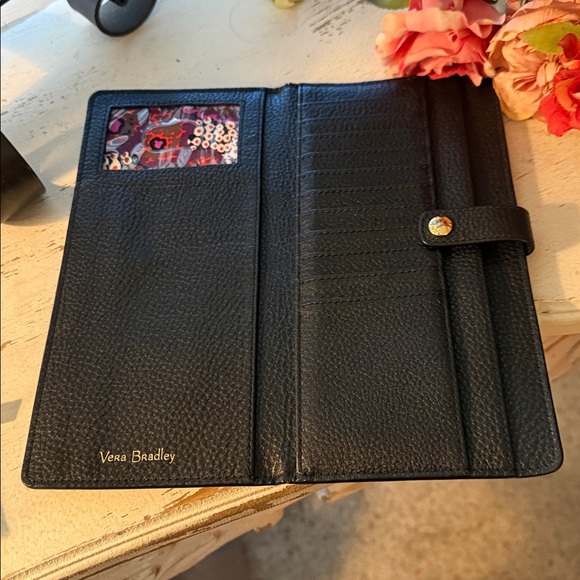 Vera Bradley Slim Travel Organizer Black Genuine pebbled Leather - Picture 5 of 10